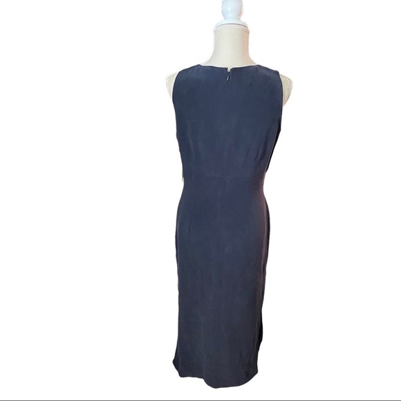Design by Pat Argenti Navy Blue & Periwinkle Stripes 100% Silk Maxi Dress 10 NWT - Picture 11 of 11